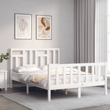 Bed Frame without Mattress White Small Double Solid Wood Pine 3193112