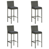 5 Piece Garden Bar Set with Cushions Poly Rattan Grey 3095455