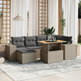 7 Piece Garden Sofa Set with Cushions Grey Poly Rattan 3272740