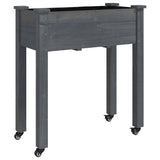 Wheeled Planter with Liner Grey 71x37x80 cm Solid Wood Fir 3157825