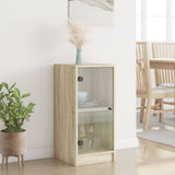 Side Cabinet with Glass Doors Sonoma Oak 35x37x75.5 cm 836401