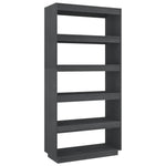 Book Cabinet/Room Divider Grey 80x35x167 cm Solid Pinewood 810896