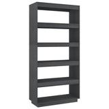 Book Cabinet/Room Divider Grey 80x35x167 cm Solid Pinewood 810896