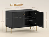 Sideboard Buffet Cabinet, Coffee Bar Cabinet with Fluted Doors and Adjustable Shelf, Black T3398P552581