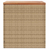 Garden Storage Box Beige 110x50x54 cm Poly Rattan Acacia Wood 365957