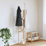 ZNTS Coat Stand with Hooks and Shelves 39x33x166 cm Bamboo 4008917