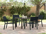 Garden Dining Set 5 pcs Black Powder-Coated Steel 3379143