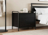 Bedside Cabinet Black Oak 48 x 36.5 x 60 cm Engineered Wood 8013530