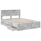 Bed Frame with Drawer Concrete Grey 135 x 190 cm Engineer Wood 3410717