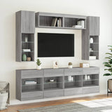 6 Piece TV Wall Cabinet Set with LED Lights Grey Sonoma 3216802