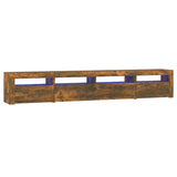 TV Cabinet with LED Lights Smoked Oak 240x35x40 cm 3152727