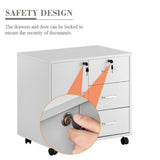 White Office Filing Cabinet Mobile Printer Stand File Storage Drawers Wheels 76164380