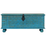 Storage Chest Solid Mango Wood Blue 100x40x41 cm 246479