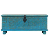 Storage Chest Solid Mango Wood Blue 100x40x41 cm 246479