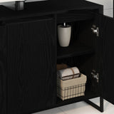 Bathroom Cabinet Black Oak 90 x 30 x 60 cm Engineered Wood 886480