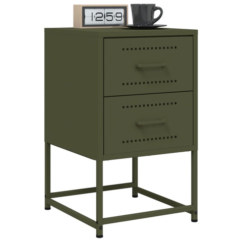 ZNTS Bedside Cabinets 2 pcs Olive Green 36x39x60.5 cm Steel 846467