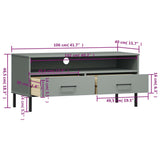 TV Cabinet with Metal Legs Grey Solid Wood Pine OSLO 351025