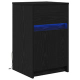 LED Bedside Cabinet Black oak 38 x 34 x 61 cm Engineered wood 874147