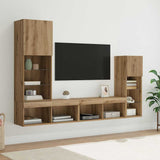 TV Wall Units Wall-mounted 4 pcs Artisan Oak Engineered Wood 3402945