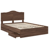 Bed Frame with Drawer Brown Oak 140 x 190 cm Engineer Wood 3413421