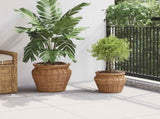 Planter Basket with Storage 2 pcs Brown Lacak Rattan 42020960