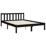 Bed Frame without Mattress Black Double Solid Wood Pine 3193185