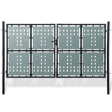 Black Single Door Fence Gate 300x175 cm 141694