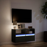 TV Wall Cabinet with LED Lights Black 80x31x45 cm 852328