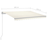Manual Retractable Awning with LED 300x250 cm Cream 3068862