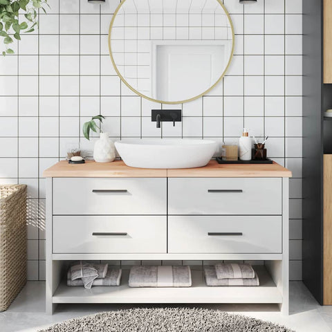 Bathroom Countertop 140x50x cm Untreated Solid Wood 3156053