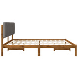 Bed Frame with Upholstered Headboard Natural and Light Grey 3405072