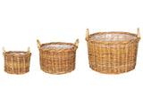 Planter Basket GENDT 3 pcs Natural Brown Kubu Rattan 42020956