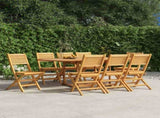 Folding Garden Chair Set of 8 Natural Teak Solid Teak Wood 3155066