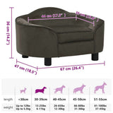 Dog Sofa Dark Grey 67x47x36 cm Plush 171087