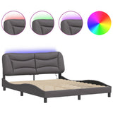 Bed Frame with LED without Mattress "Hvar" Grey 160x200 cm 3213944