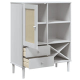 Highboard SENJA Rattan Look White 90x40x112cm Solid Wood Pine 358053