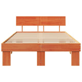 Bed Frame with Headboard Wax Brown 120 x 190 cm Solid Pine Wood 872580