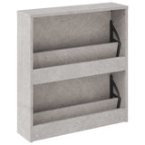 Shoe Cabinet with Mirror 2-Layer Concrete Grey 63x17x67 cm 342630