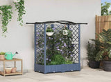 Raised Bed with Trellis and Roof Grey 124 x 40 x 126 cm PP 42032557