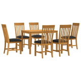 Dining Set 7 pcs Black Solid Oak Wood 3430264