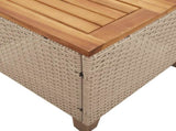 Garden Table Beige 45x45x37 cm Poly Rattan Acacia Wood 366327