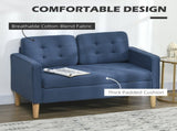 Modern Loveseat Sofa, Compact 2 Seater Sofa with Hidden Storage, 117cm Tufted Cotton Couch with Wood T3398P344634
