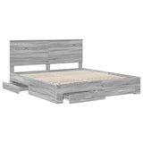 Bed Frame with Drawer Grey Sonoma 200 x 200 cm Engineered Wood 3409613