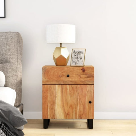 ZNTS Bedside Cabinet 50x33x60 cm Solid Wood Acacia&Engineered Wood 350657