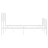Metal Bed Frame without Mattress with Footboard White 183x213cm 373959
