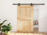 Sliding Door Natural and Black 95 x 210 cm Solid Pine Wood 3445071