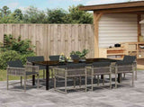 Garden Dining Set 9 pcs Grey Poly Rattan 3380752