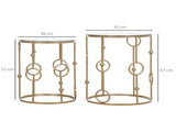 Round Coffee Tables Set of 2, Gold Nesting Side End Tables with Tempered Glass Top, Steel Frame for T3398P342264