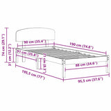 Bed Frame with Headboard White 90 x 190 cm Solid Pine Wood 872087