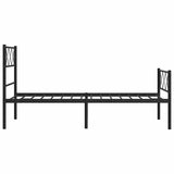 Metal Bed Frame without Mattress with Footboard Black 100x200cm 372290